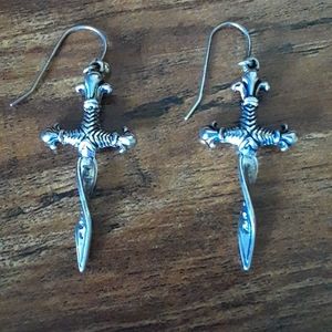 Sterling Silver Sword Earrings